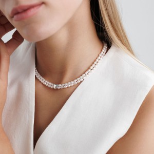 Colier cu perle naturale si inima din argint DiAmanti 252-17C-G (Argint 925‰ 1,8 g.)